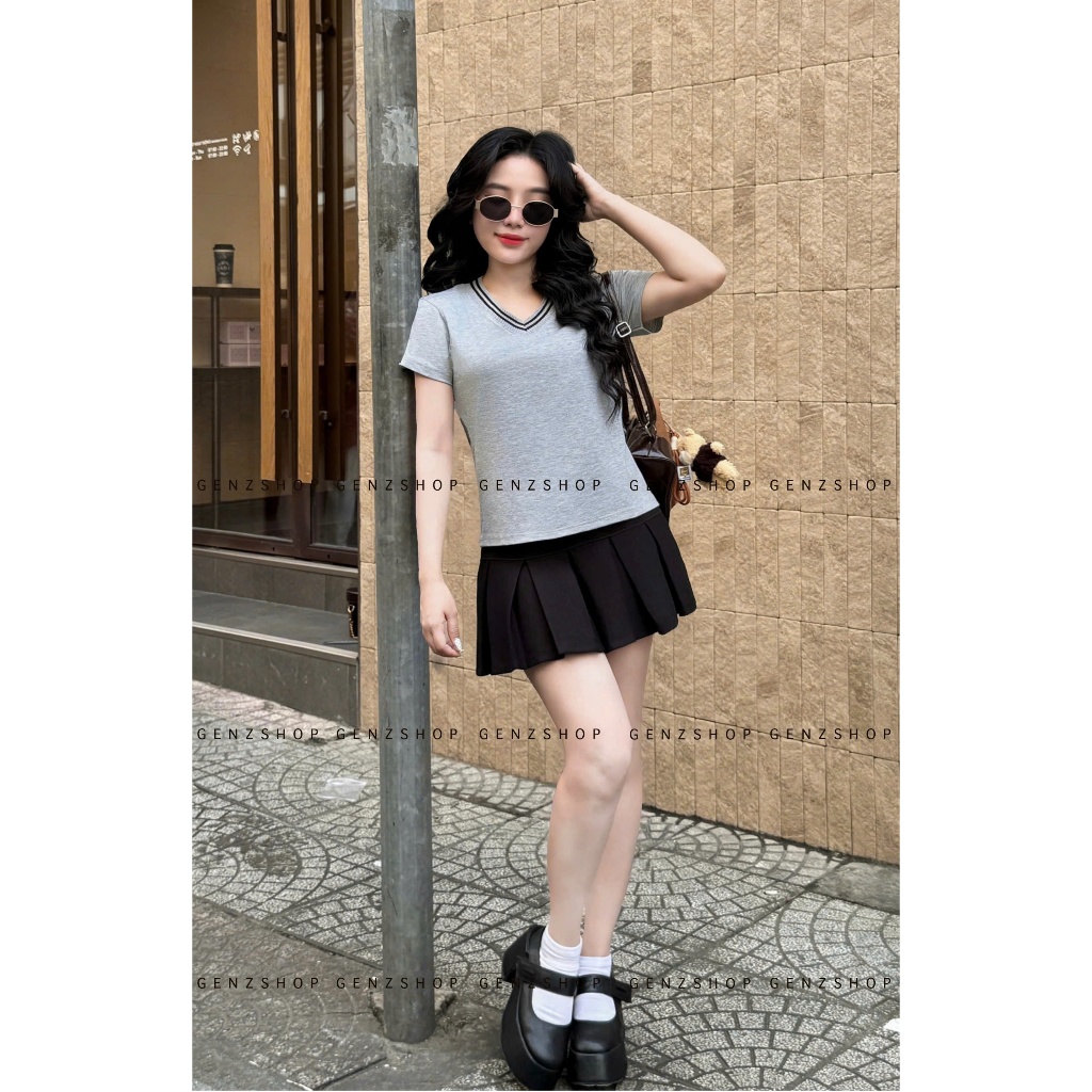 Áo Thun Nữ CỔ TIM PHÓI MÀU Xinh Xắn Form BabyTee Vừa Vặn BST26