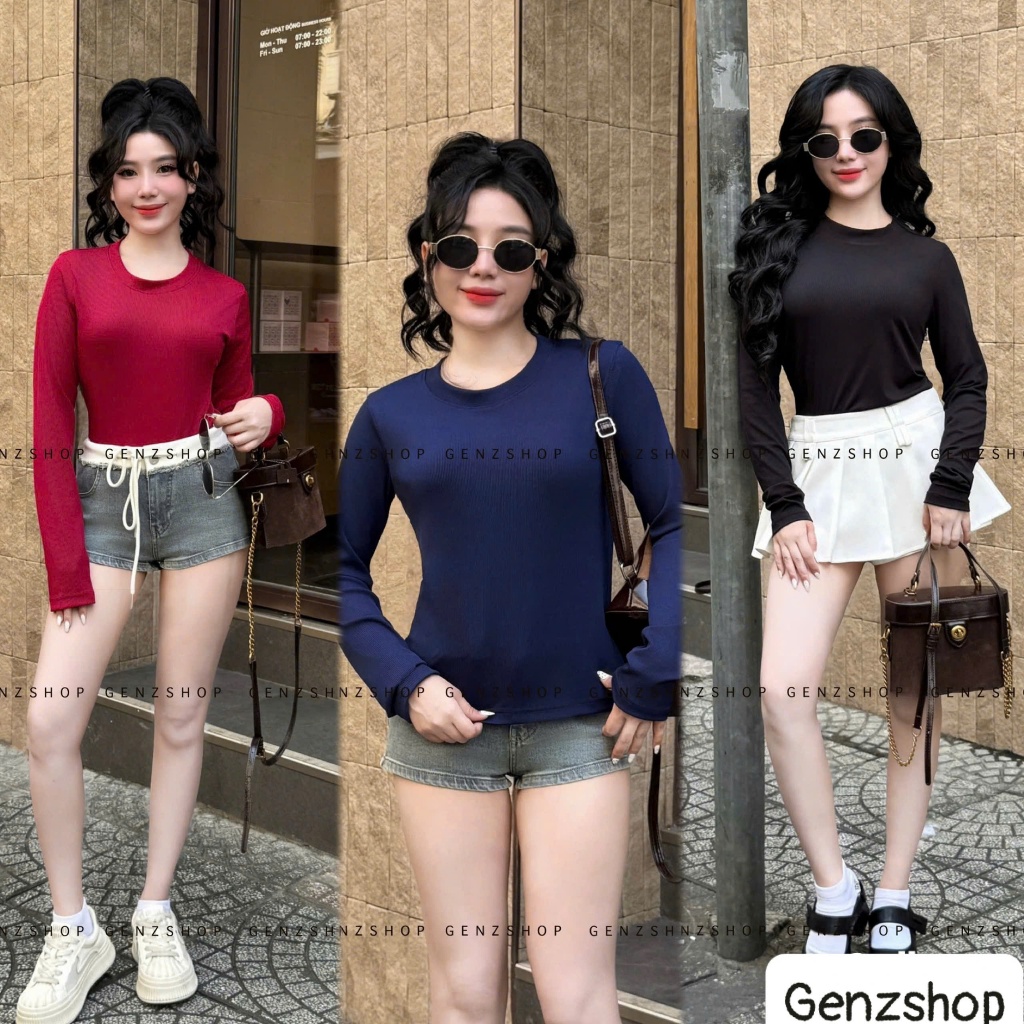 ( Mở Bán 69k ) Áo Thun Dài Tay THUN TĂM Ôm Body Co Giãn BST26