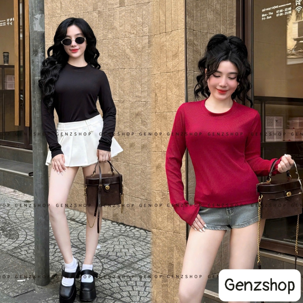 ( Mở Bán 69k ) Áo Thun Dài Tay THUN TĂM Ôm Body Co Giãn BST26