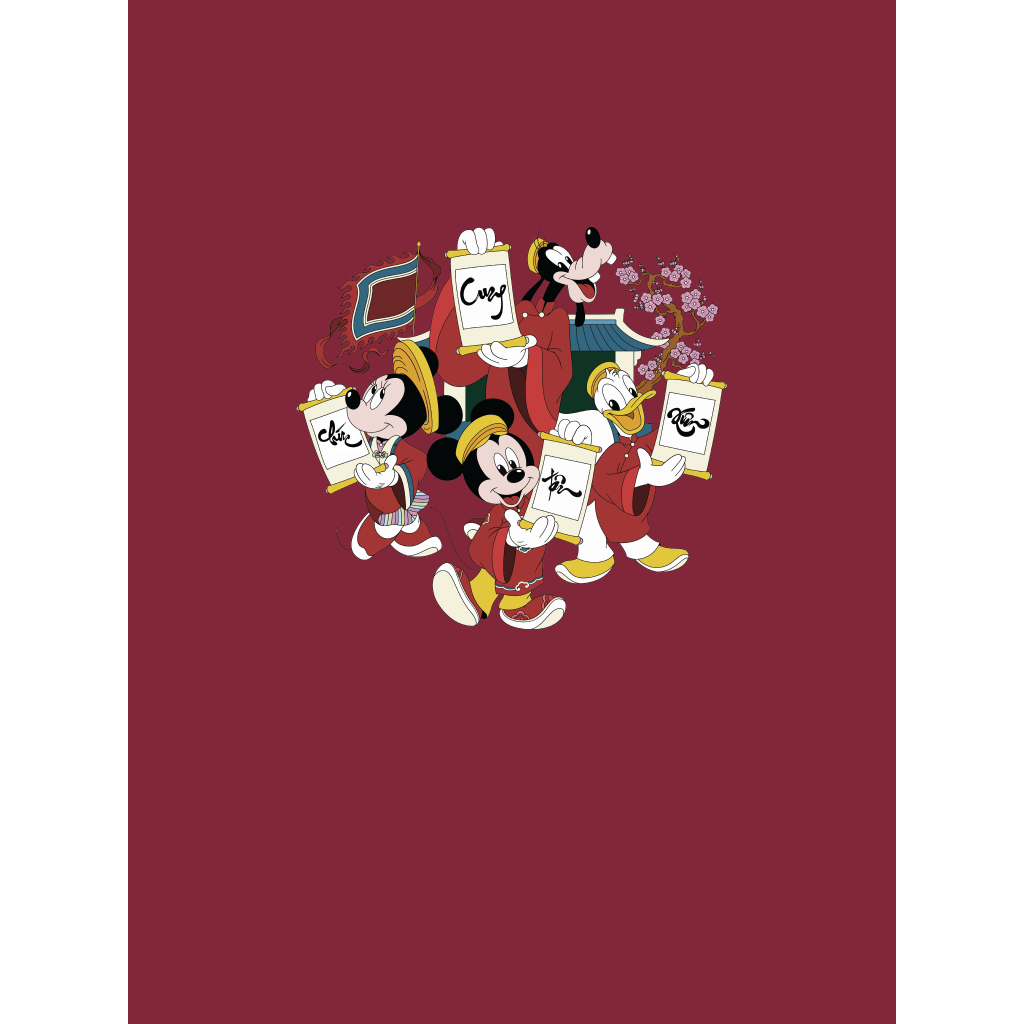 [MUA 4 GIẢM 20%][BST 2026]Áo thun cotton 100% 220gsm IN Mickey Cung Chúc Tân Xuân Áo đôi Coolmate