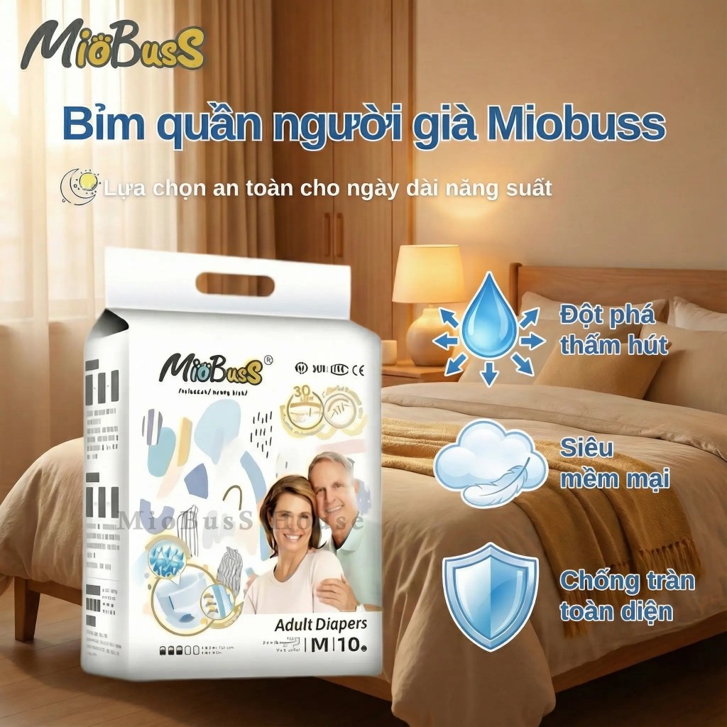 [30 miếng] MioBusS  Bỉm quần người lớn – Êm mềm, dễ mặc, thấm hút nhanh, chống tràn hiệu quả