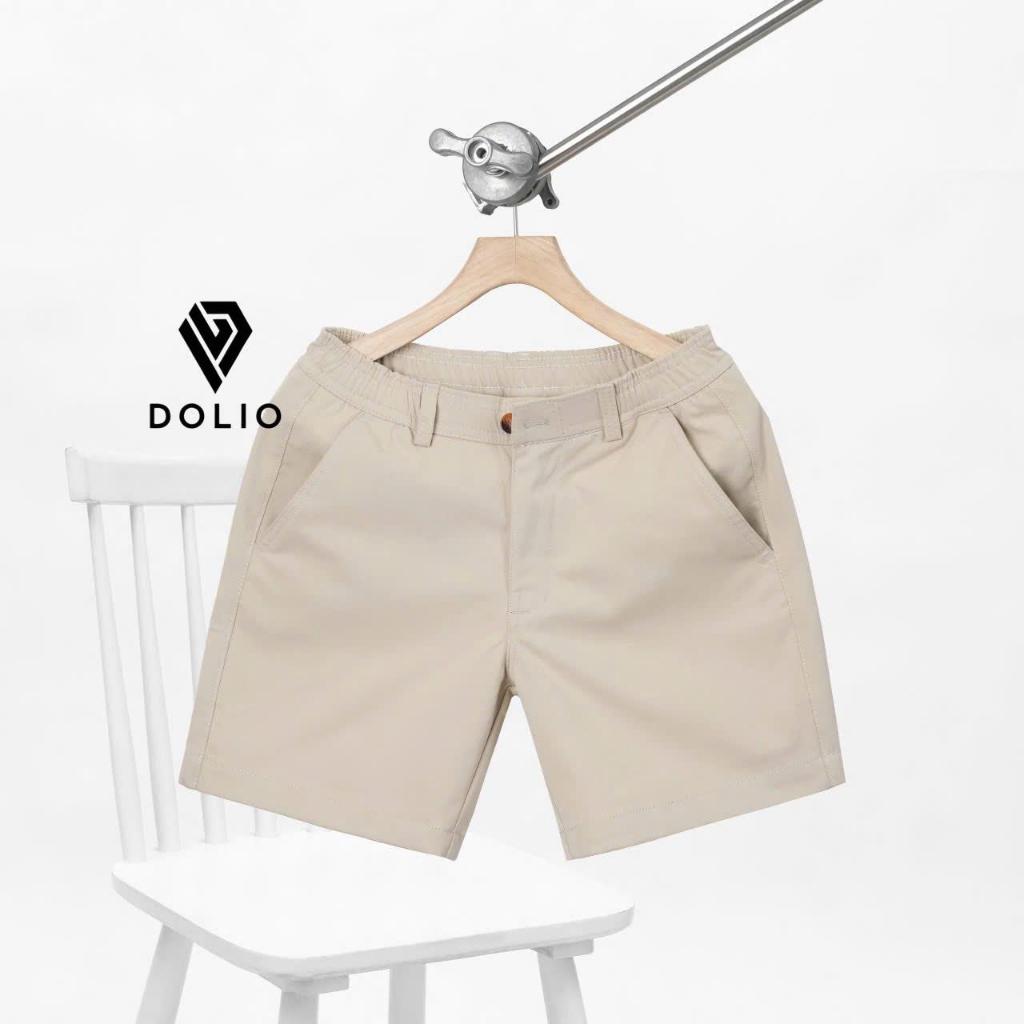DOLIO Quần Short Kaki Nam Basic Phom Trên Gối Lưng Thun Có Khoá Kéo Co Giãn Thoải Mái Trẻ Trung Năng Động Thời Trang