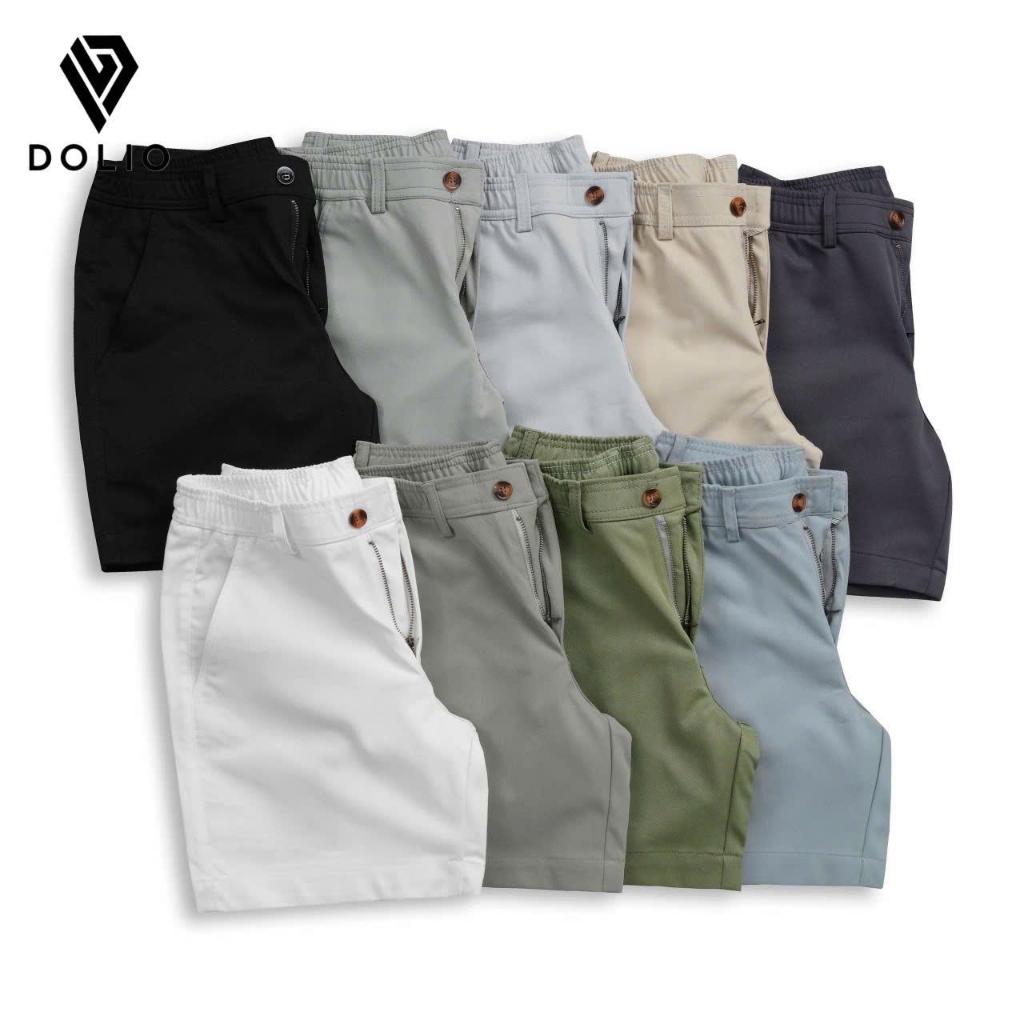 DOLIO Quần Short Kaki Nam Basic Phom Trên Gối Lưng Thun Có Khoá Kéo Co Giãn Thoải Mái Trẻ Trung Năng Động Thời Trang