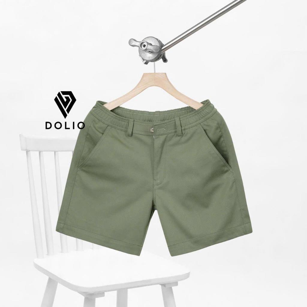 DOLIO Quần Short Kaki Nam Basic Phom Trên Gối Lưng Thun Có Khoá Kéo Co Giãn Thoải Mái Trẻ Trung Năng Động Thời Trang