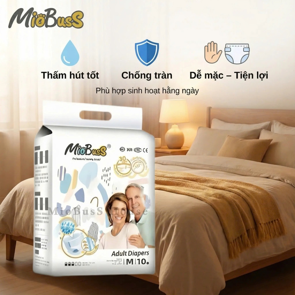 [20 miếng] MioBusS  Bỉm quần người già – Êm mềm, dễ mặc, thấm hút nhanh, chống tràn hiệu quả