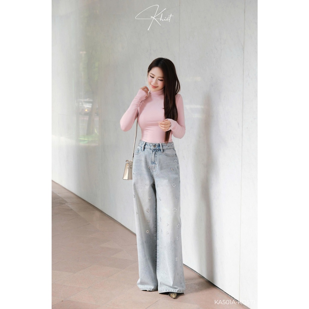 Áo thun cổ lọ Khiết tay dài Khiết tone hồng pastel basic thanh lịch, dễ mặc - dễ mix & match KA501A