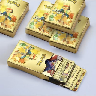 Bộ 55 Thẻ Bài Pokemon Kim Loại Màu Vàng Cao Cấp In Siêu Đẹp Chống Xước