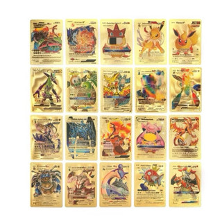 Bộ 55 Thẻ Bài Pokemon Kim Loại Màu Vàng Cao Cấp In Siêu Đẹp Chống Xước