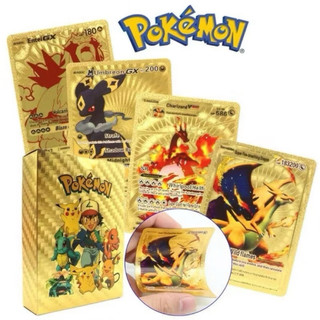 Bộ 55 Thẻ Bài Pokemon Kim Loại Màu Vàng Cao Cấp In Siêu Đẹp Chống Xước