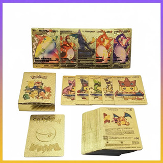 Bộ 55 Thẻ Bài Pokemon Kim Loại Màu Vàng Cao Cấp In Siêu Đẹp Chống Xước