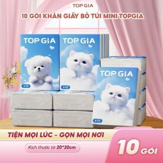 [Hỏa Tốc] Khăn Giấy Bich 10 gói Khăn giấy mini bỏ túi Top Gia  1Goi 8 tờ 4 lớp mềm mịn, an toàn cho da Dễ Thương