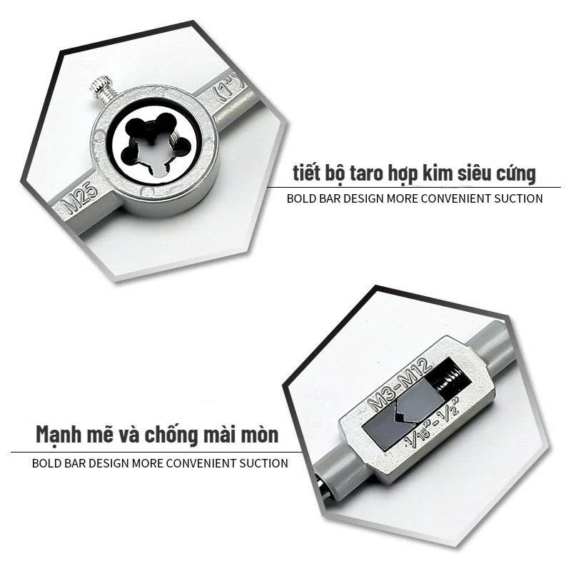 Bộ Tay Quay Taro Tạo Ren Trong & Ngoài – 12 Chi Tiết