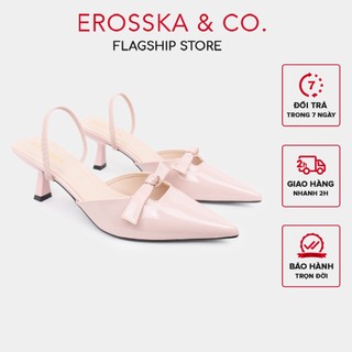 [EROSSKA] - Guốc cao gót mũi nhọn phối nơ kiểu dáng sang trọng màu hồng cao 7cm  - EH072