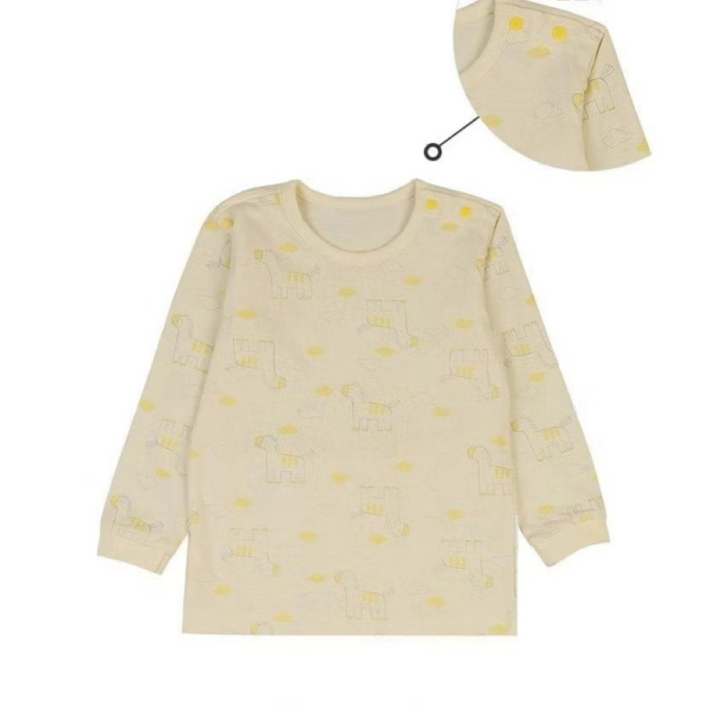 [Màu Vàng] Bộ dài tay Happyland dư xịn fulltag chất cotton mỏng(80-90-100-110-120)