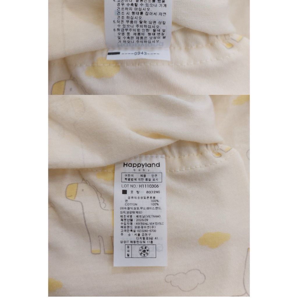 [Màu Vàng] Bộ dài tay Happyland dư xịn fulltag chất cotton mỏng(80-90-100-110-120)