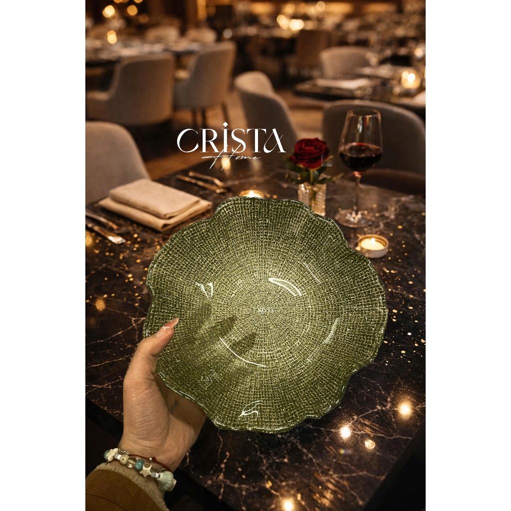 TÔ THỦY TINH VÂN LƯỚI CRISTA HOME 28CM CAO CẤP