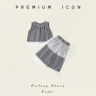 Set Bộ Bé Gái, Đồ Bộ Bé Gái Thiết Kế Kẻ Caro Phối Ren Tiểu Thư Mềm Mại Chất Liệu Cotton Thoáng Mát