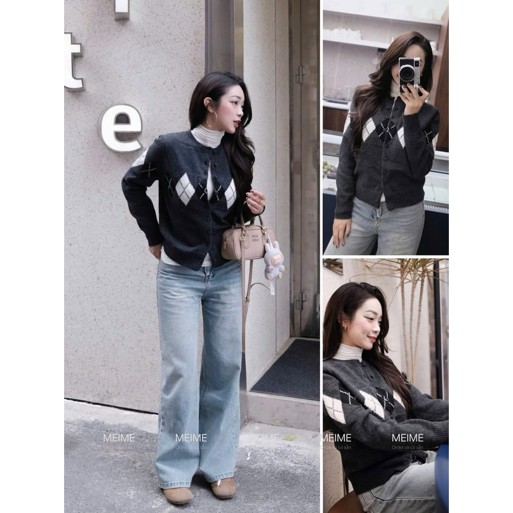 [𝐒𝐮𝐙𝐲] Áo Len Kẻ Trám Xám WEGE QCCC Loại 1