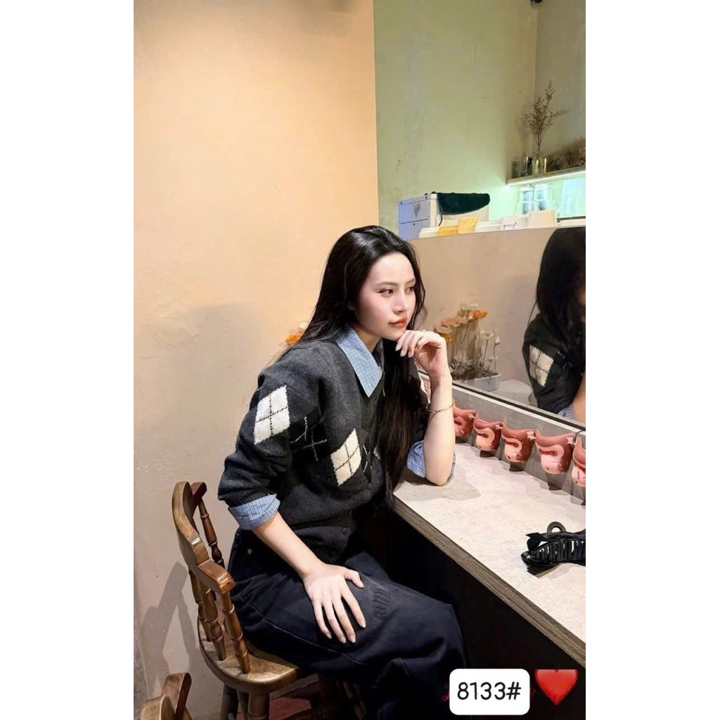 [𝐒𝐮𝐙𝐲] Áo Len Kẻ Trám Xám WEGE QCCC Loại 1