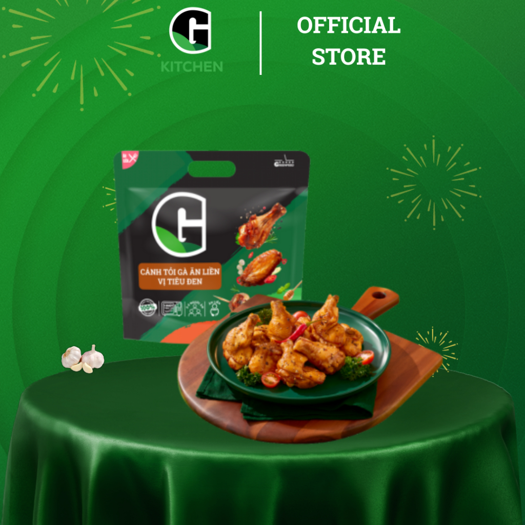 Combo ăn liền (ức gà ăn liền 3 vị, cánh tỏi gà vị tiêu đen, cánh giữa vị sả ớt) G Kitchen - Giao HCM