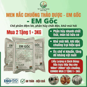 Men Vi Sinh Rắc Chuồng Thảo Dược EM Gốc-Chế phẩm đệm lót, phân hủy chất độn, khử mùi hôi trong chăn nuôi
