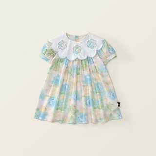 Váy Cho Bé Gái, Váy Tiểu Thư Cho Bé Gái Thiết Kế Hoa Nhẹ Nhàng Cổ Bèo Xinh Xắn Chất Liệu Cotton