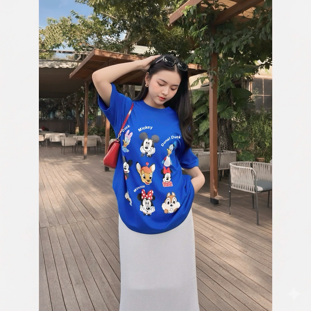 Áo Thun Mirage Hoạt Hình Màu Xanh Chất 100% Cotton Mềm Mịn Thoáng Mát.