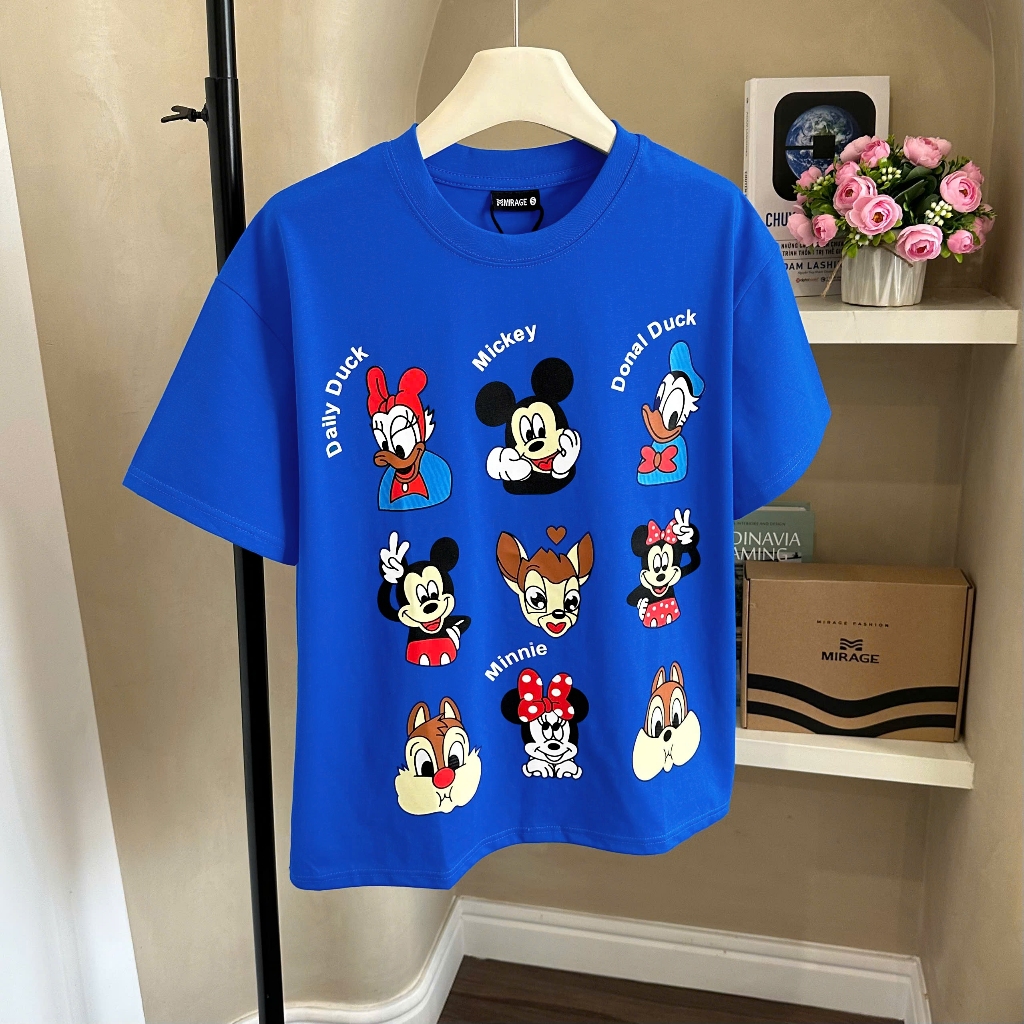 Áo Thun Mirage Hoạt Hình Màu Xanh Chất 100% Cotton Mềm Mịn Thoáng Mát.