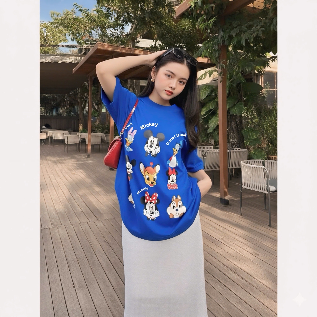 Áo Thun Mirage Hoạt Hình Màu Xanh Chất 100% Cotton Mềm Mịn Thoáng Mát.