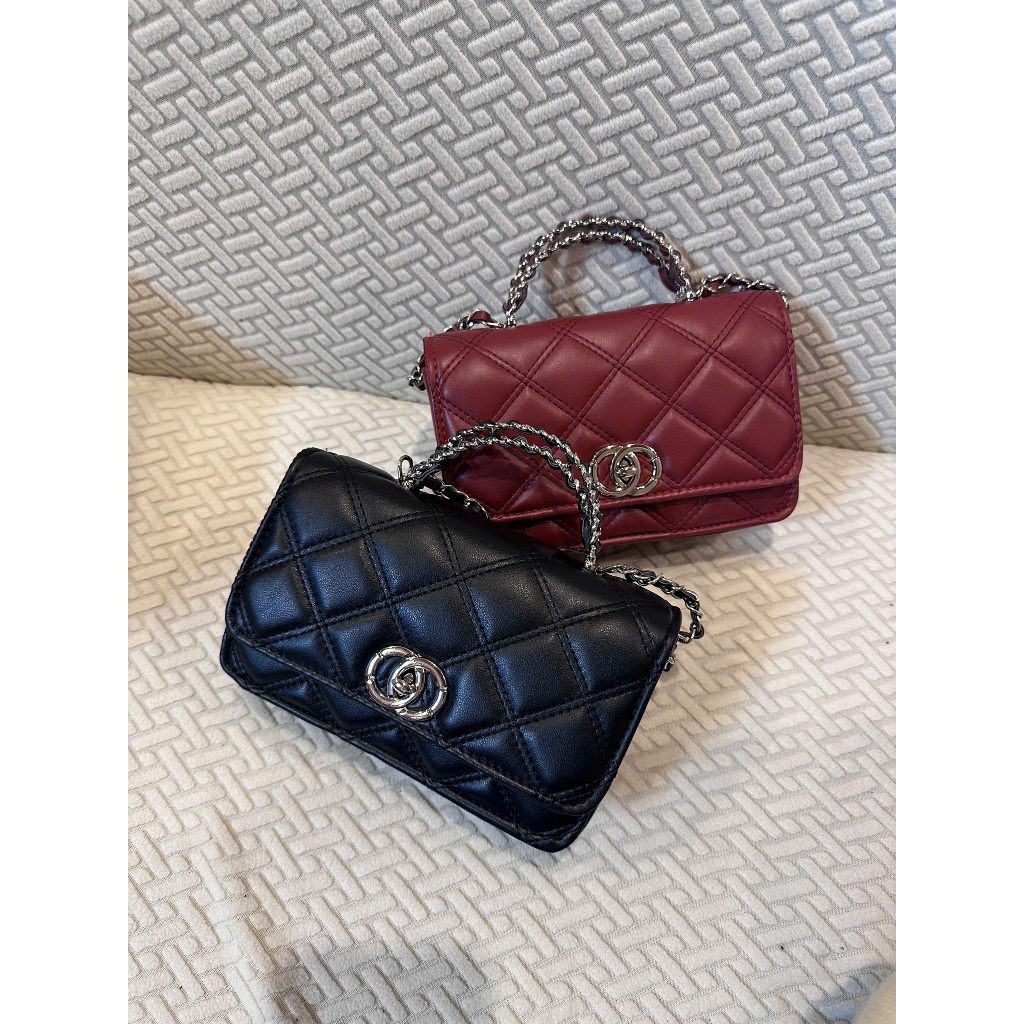 (Full-Box) Túi xách trầm trám quai kiềng Co.C.o size 20 cầm tay đeo vai đeo chéo sang chảnh