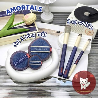 [AMORTALS] Set 3 Bông Mút Và 3 Cọ Jeans AMORTALS Trang Điểm Cơ Bản, Just-The-One Beginner's Set