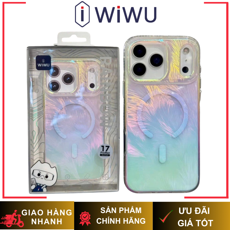 [ iP 17] Ốp Lưng Chống Sốc WIWU MILAN Lông Vũ Tích Hợp Sạc Không Dây cho iP 17/16 Series