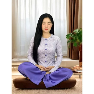 Áo bà ba nữ gấm (ÁO LẺ) dây kéo nút bọc đồ lam áo bà ba truyền thống