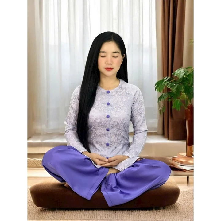 Áo bà ba nữ gấm (ÁO LẺ) dây kéo nút bọc đồ lam áo bà ba truyền thống