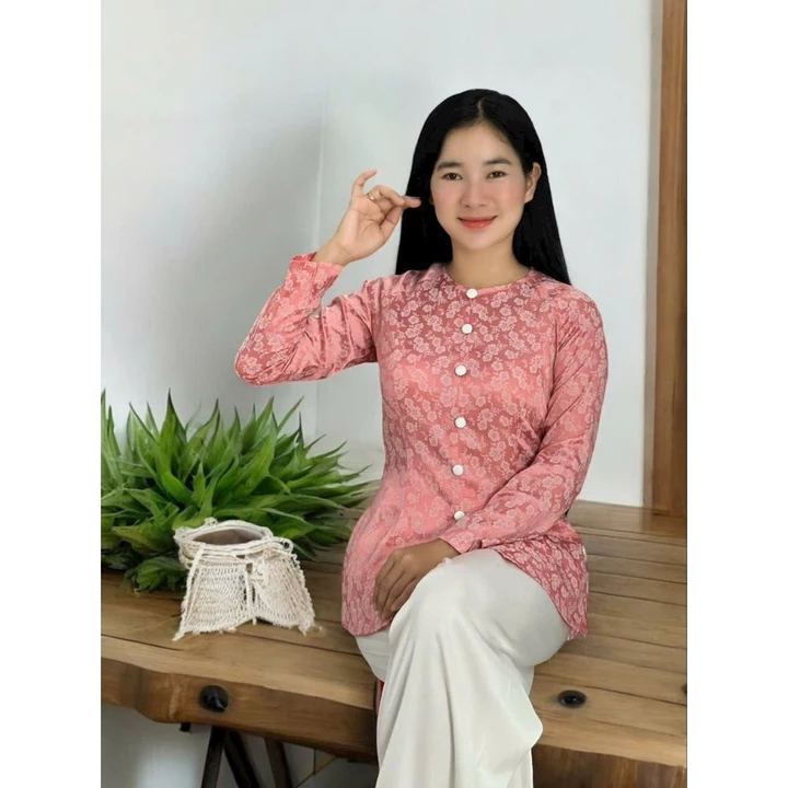 Áo bà ba nữ gấm (ÁO LẺ) dây kéo nút bọc đồ lam áo bà ba truyền thống