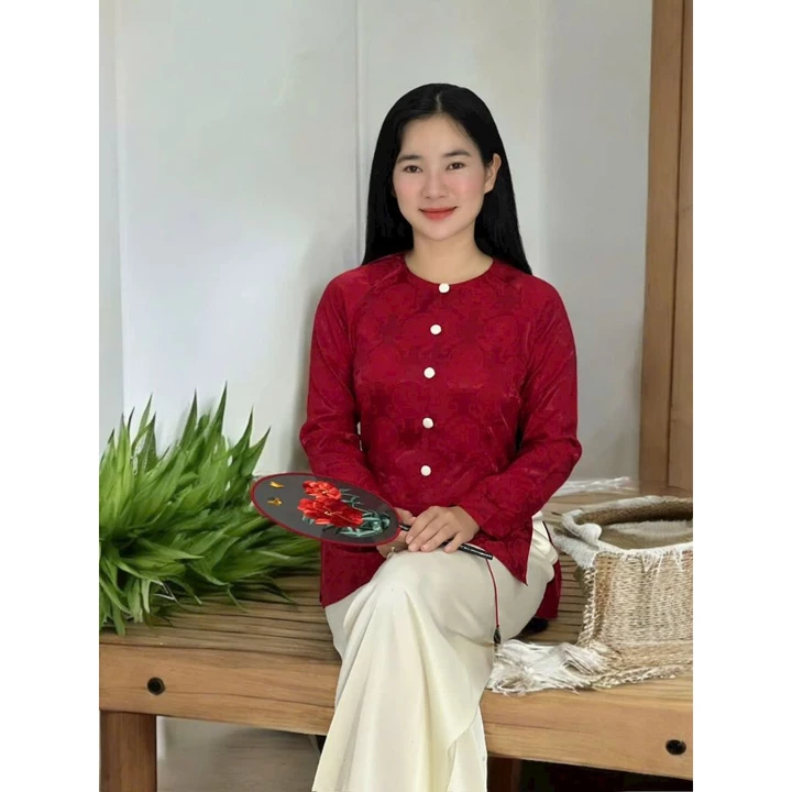 Áo bà ba nữ gấm (ÁO LẺ) dây kéo nút bọc đồ lam áo bà ba truyền thống
