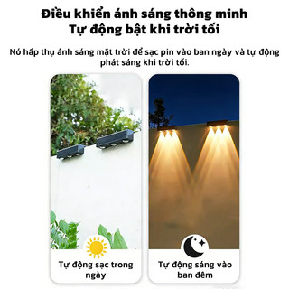 OOKAS Đèn năng lượng mặt trời, tự động vào ban đêm, Đèn tường bậc thang sân vườn
