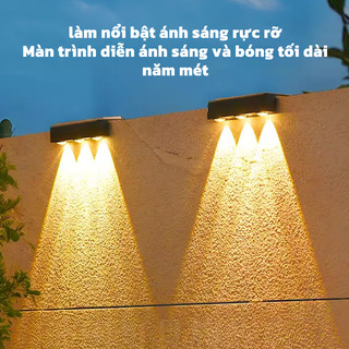 OOKAS Đèn năng lượng mặt trời, tự động vào ban đêm, Đèn tường bậc thang sân vườn