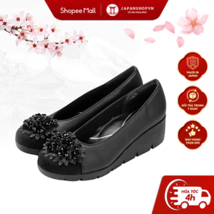 Giày da nữ cao cấp đế xuồng đính đá hoa KOSU K-23618 dáng sang, mang nhẹ cao 5,5cm sản xuất Nhật Bản