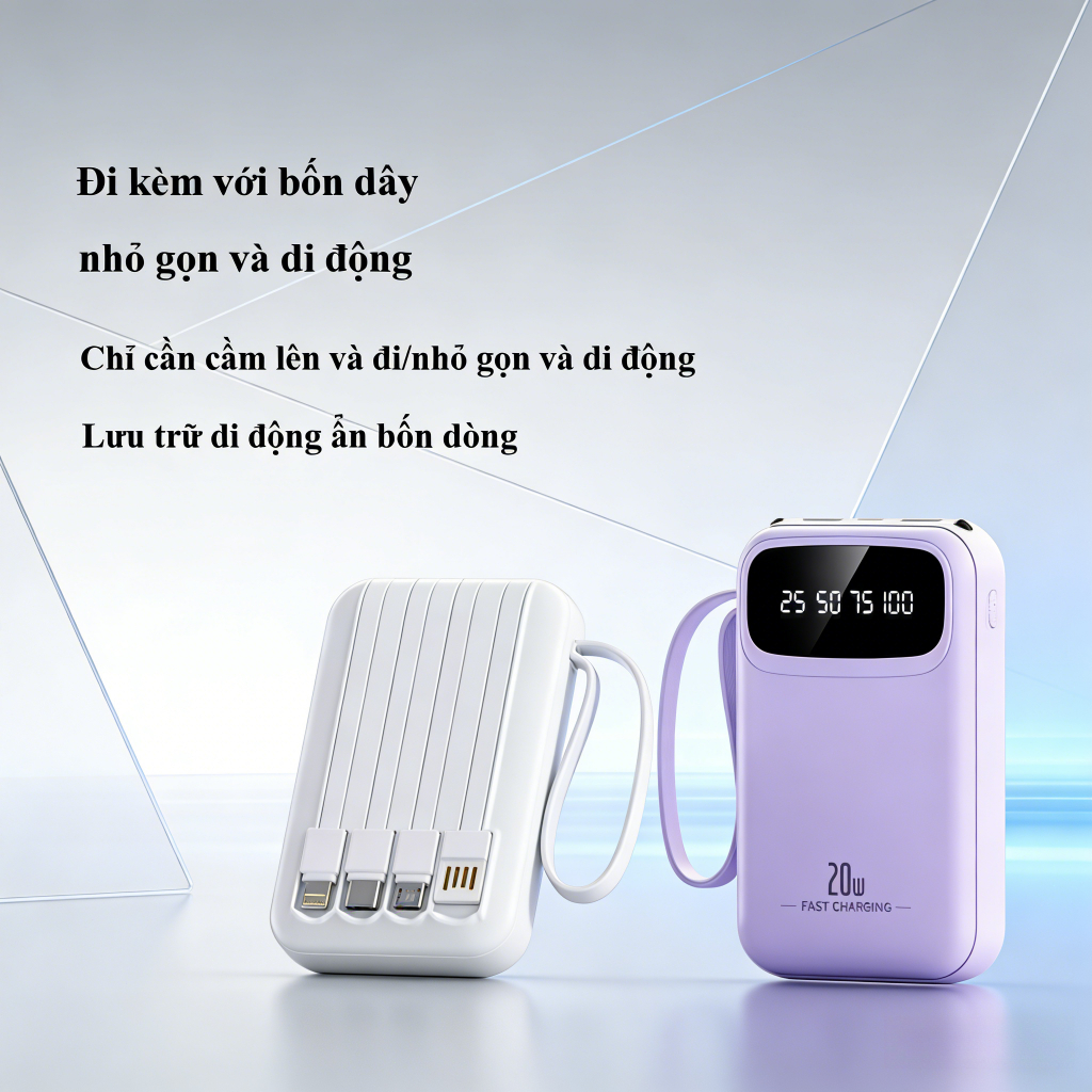 Pin Dự Phòng Mini 20000mAh - Sạc Nhanh, Nhỏ Gọn Tiện Lợi Cho Điện Thoại