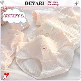Combo Quần lót cotton nữ cao cấp đáy lót 2 lớp kháng khuẩn khử mùi họa tiết xinh xắn DEVARI L566