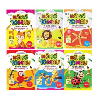 Sách - Combo 6 Cuốn: Nối số & Tô màu thông minh thế giới động vật - Song ngữ Việt Anh - ndbooks