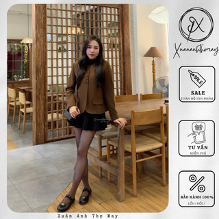 Áo dạ chun cúc bọc dáng ngắn (55cm) - Xuananhthomay
