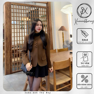 Áo dạ chun cúc bọc dáng ngắn (55cm) - Xuananhthomay