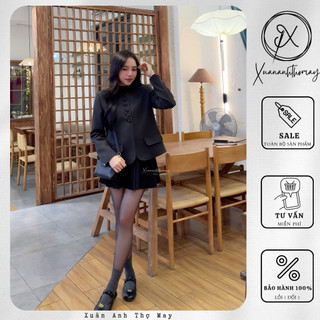 Áo dạ chun cúc bọc dáng ngắn (55cm) - Xuananhthomay