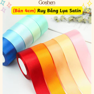 (4cm*22mét) Cuộn Ruy Băng Lụa Màu Trơn Bản 4cm
