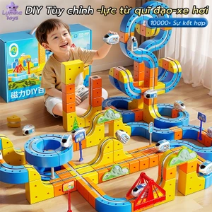 Bộ đường ray xe lửa nam châm 3D tự lắp ráp, an toàn, đồ chơi trẻ em, xe lửa sạc USB ⚡, giúp cải thiện khả năng tập trung