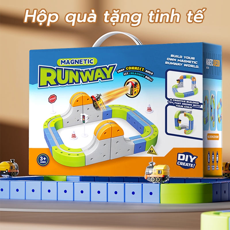 Bộ đường ray xe lửa nam châm 3D tự lắp ráp, an toàn, đồ chơi trẻ em, xe lửa sạc USB ⚡, giúp cải thiện khả năng tập trung