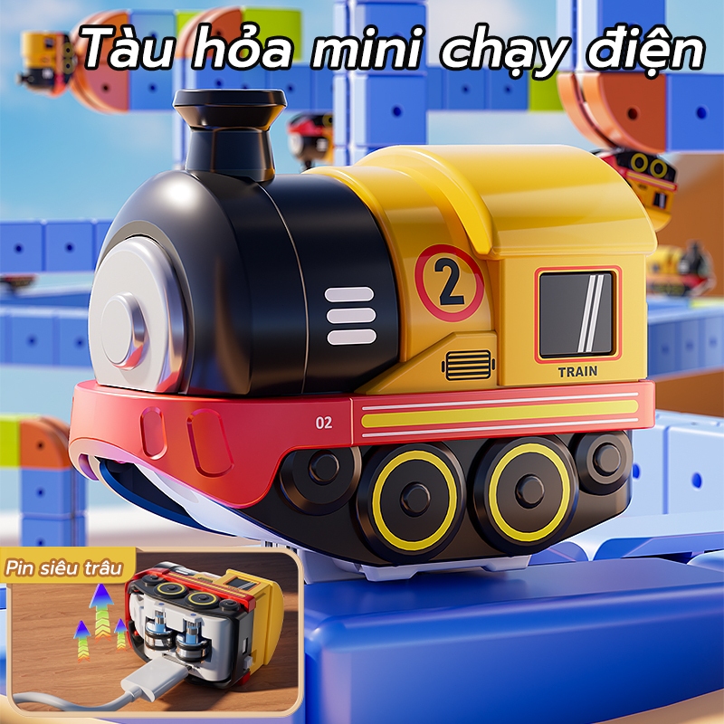 Bộ đường ray xe lửa nam châm 3D tự lắp ráp, an toàn, đồ chơi trẻ em, xe lửa sạc USB ⚡, giúp cải thiện khả năng tập trung