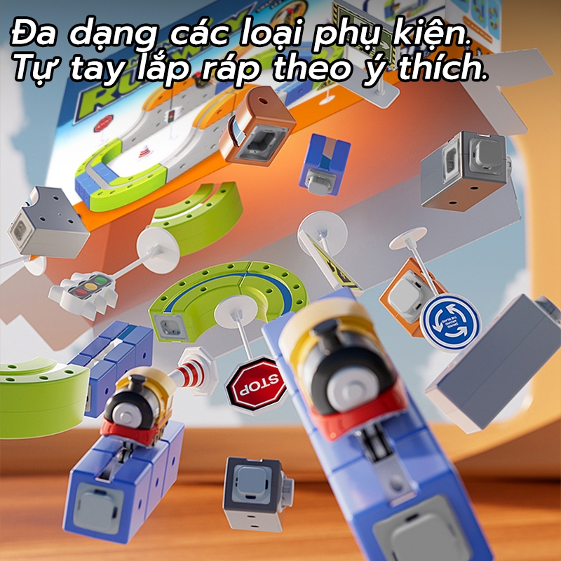 Bộ đường ray xe lửa nam châm 3D tự lắp ráp, an toàn, đồ chơi trẻ em, xe lửa sạc USB ⚡, giúp cải thiện khả năng tập trung